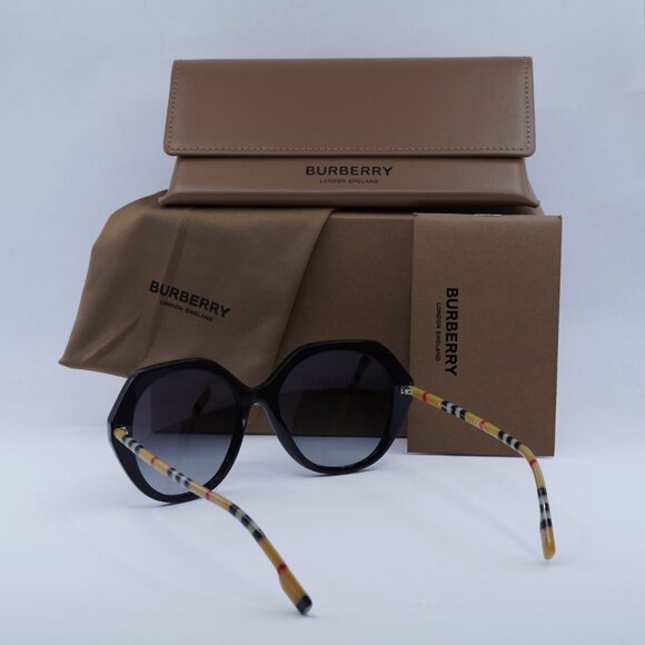 Burberry BE4375 38538G Square Sunglasses - Black/Check Brown/Grey main image 5